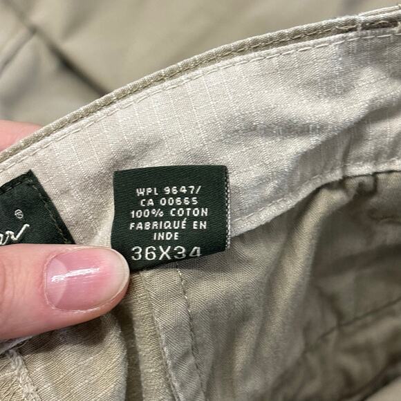 Eddie Bauer Tan Mens 36x33 Utility Fit Ripstop Khaki Cargo Pants Loose Straight - Picture 5 of 15
